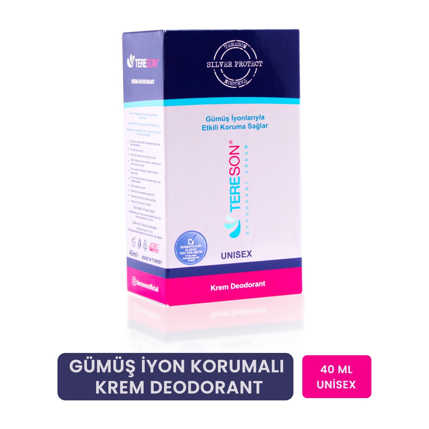 Outlet - Tereson Krem Deodorant Gümüş İyon Korumalı 40 ml (S.K.T 04-2024)