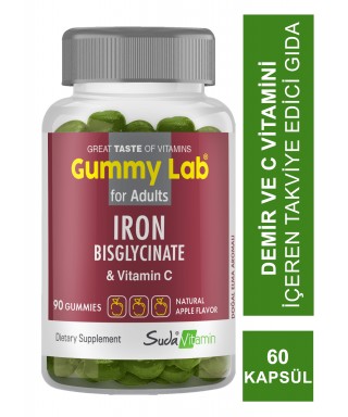 Suda Vitamin Gummy Lab İron Bisglycinate for Adult 90 Yumuşak Kapsül