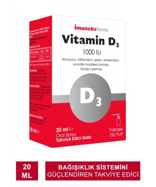 İmuneks Vitamin D3 1000 IU Sprey 20 ml