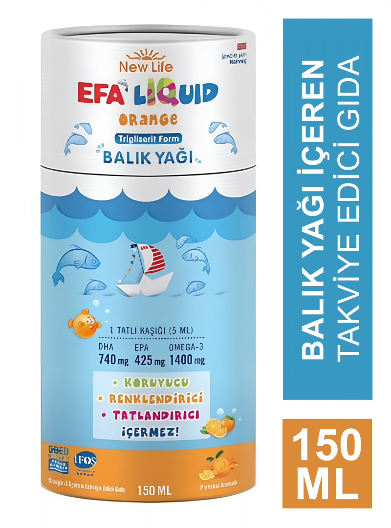 New Life EFA Liquid Orange  Balık Yağı 150ml