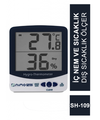 Nimo Med Dijital İç Nem ve Sıcaklık / Dış Sıcaklık Ölçer ( SH - 109 )