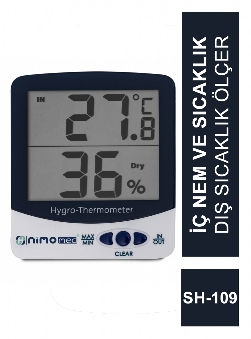 Nimo Med Dijital İç Nem ve Sıcaklık / Dış Sıcaklık Ölçer ( SH - 109 )