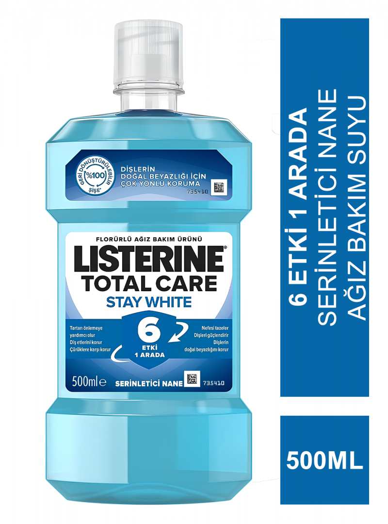 Listerine Total Care Stay White Ağız Gargarası 500 ml - Serinletici Nane