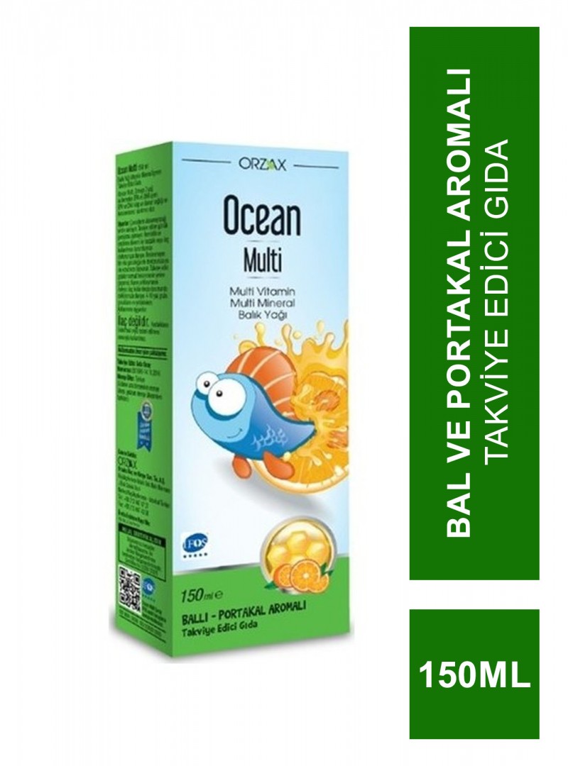 Outlet - Ocean Multi Şurup Balık Yağı Bal ve Portakal Aromalı 150 ml