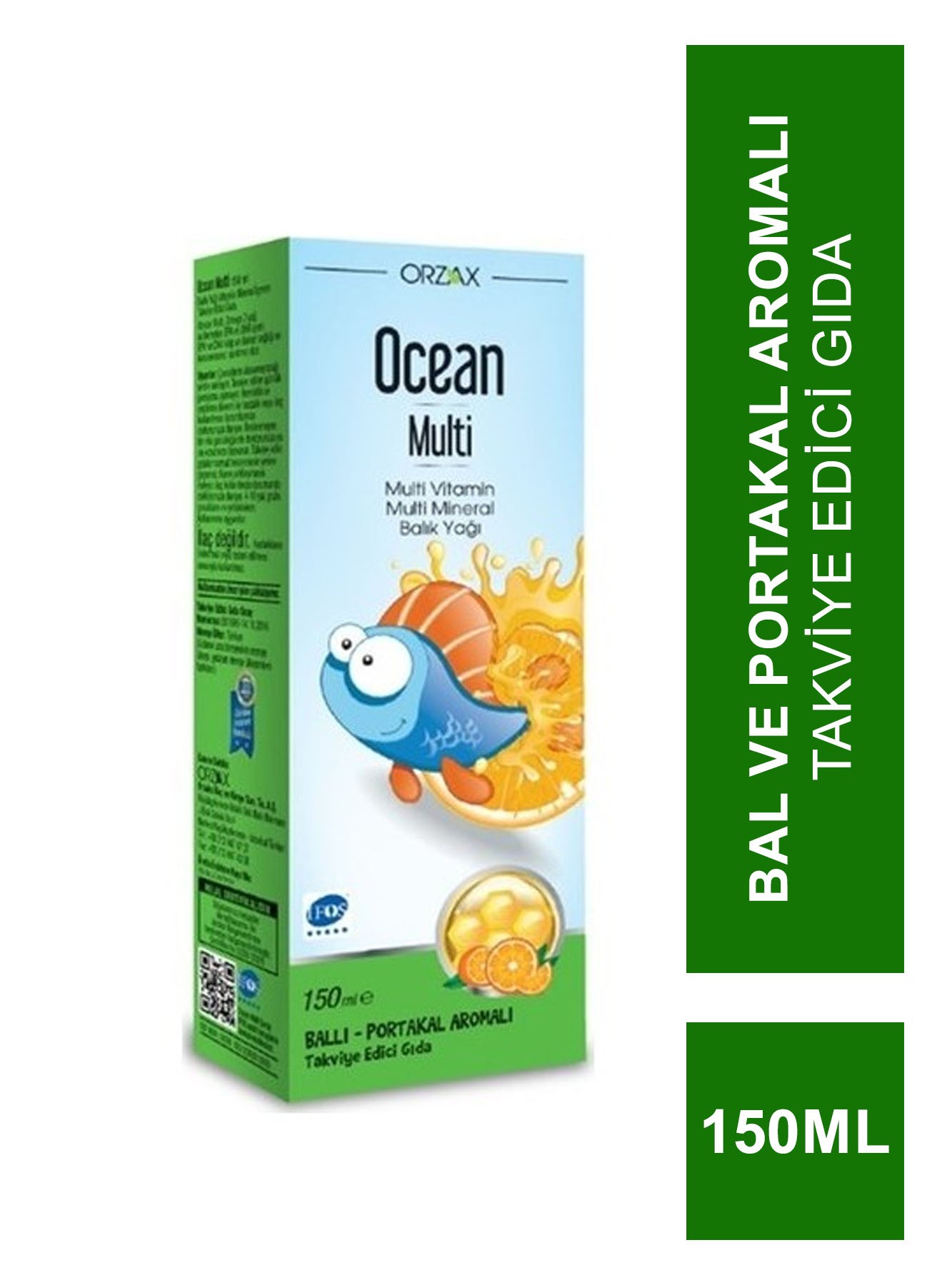 Outlet - Ocean Multi Şurup Balık Yağı Bal ve Portakal Aromalı 150 ml (S.K.T 08-2024)