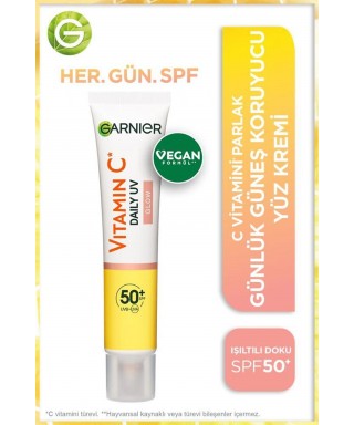 Garnier C Vitamini Parlak Günlük Güneş Koruyucu Fluid Yüz Kremi ( Işıltılı Doku ) Spf50+ 40 ml
