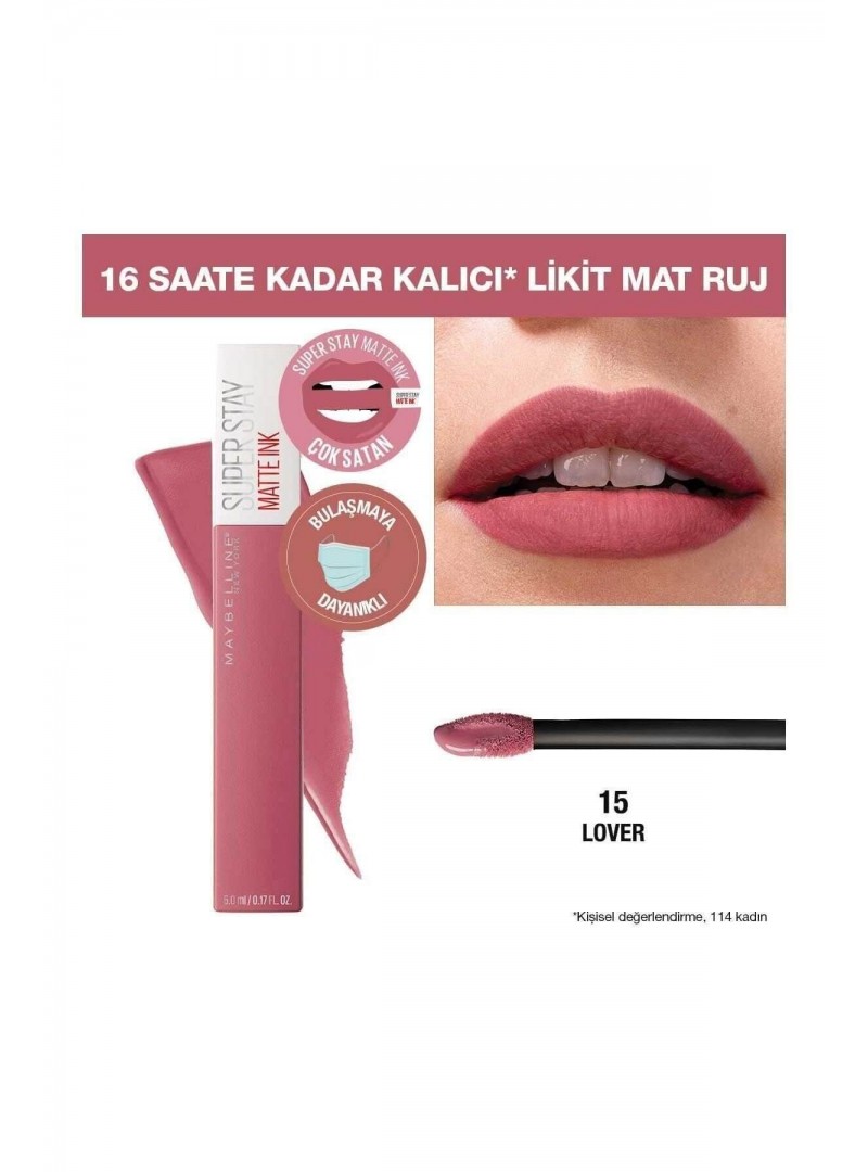 Maybelline New York Super Stay Matte Ink Likit Mat Ruj -15 LOVER