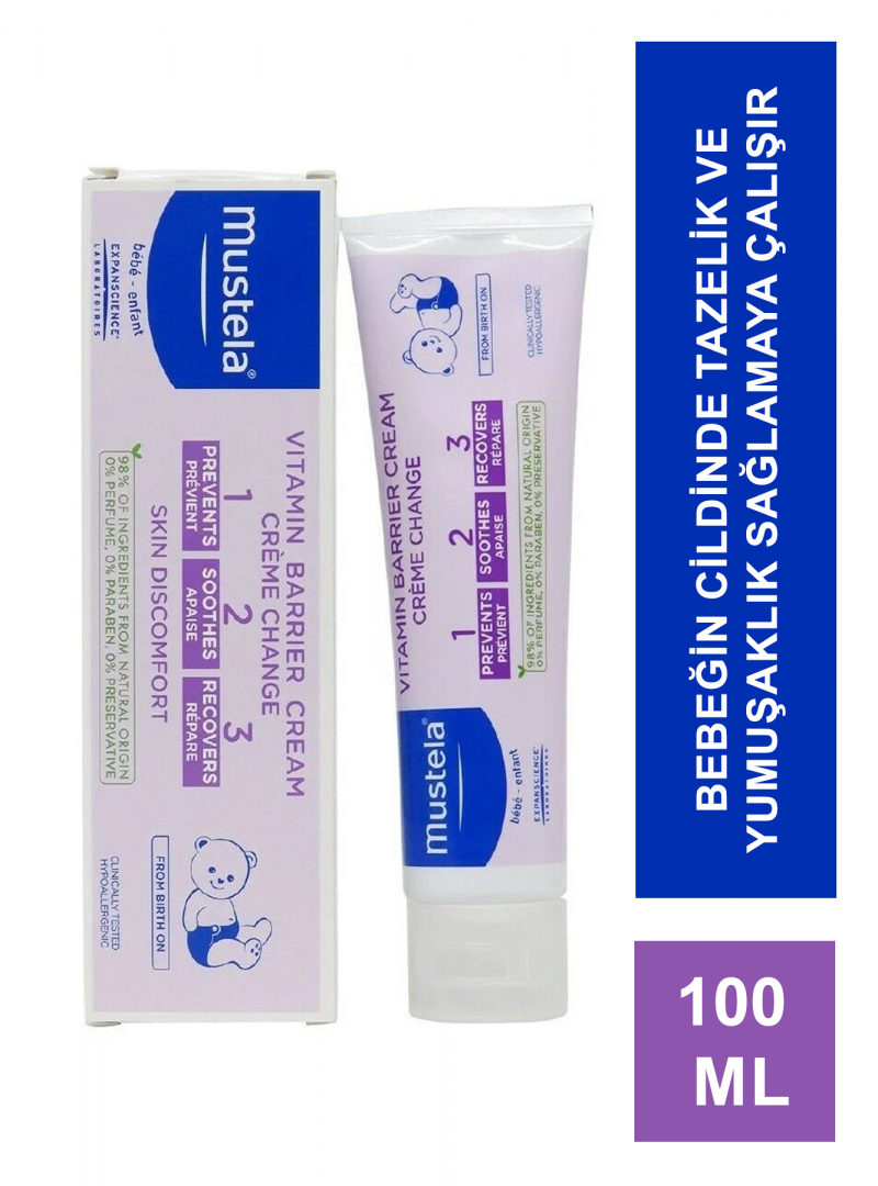 Mustela Vitamin Barrier 1-2-3 100 ml Pişik Kremi (S.K.T 03-2025)