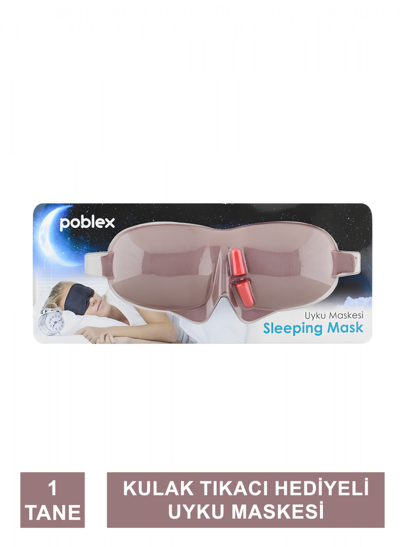 Poblex Uyku Maskesi Kahverengi - Kulak Tıkacı HEDİYE