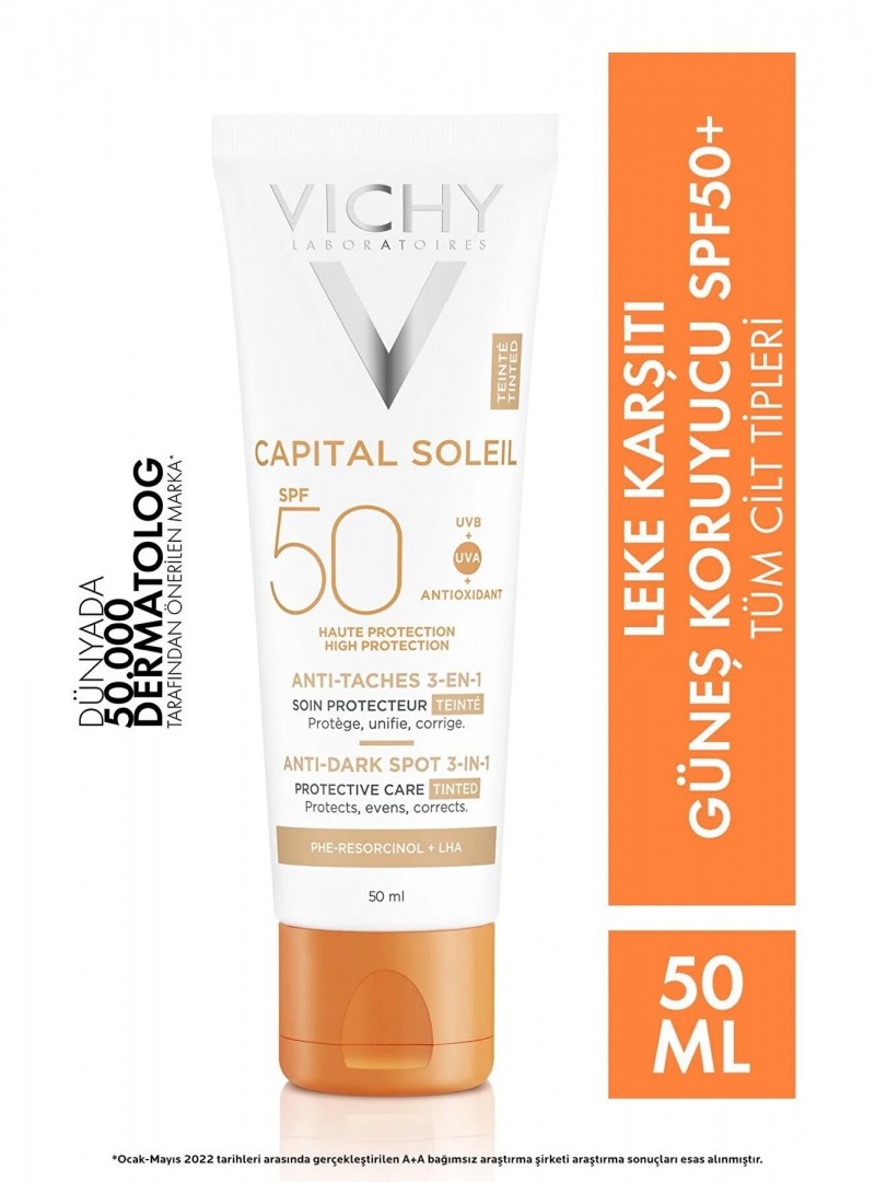Vichy Capital Soleil 3in1 Anti Dark Spot Leke Karşıtı Renkli Güneş Kremi Spf50 50ml