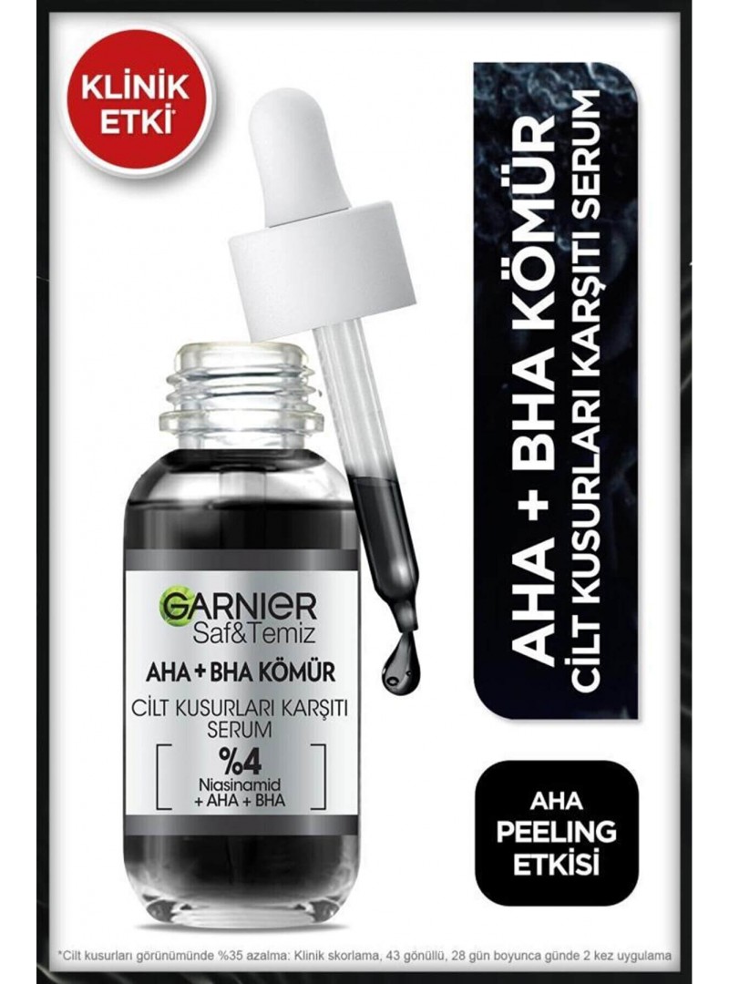 Garnier Aha+Bha Kömür Cilt Kusurları Karşıtı Serum %4 30 ml