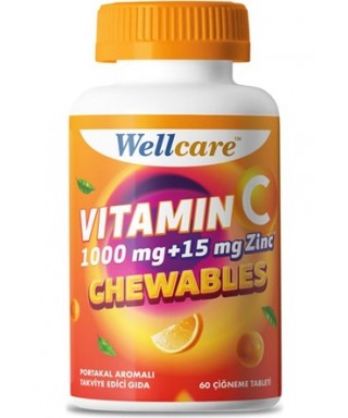 Wellcare Vitamin C 1000 mg + 15 mg Zinc Chewable 30 Tablet