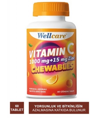 Wellcare Vitamin C 1000 mg + 15 mg Zinc Chewable 30 Tablet