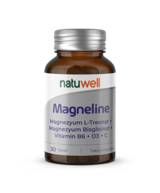 Natuwell Magneline Magnezyum L-Treonat+Bisglisinat+B6+D3+C 30 Tablet (S.K.T 01-2027)