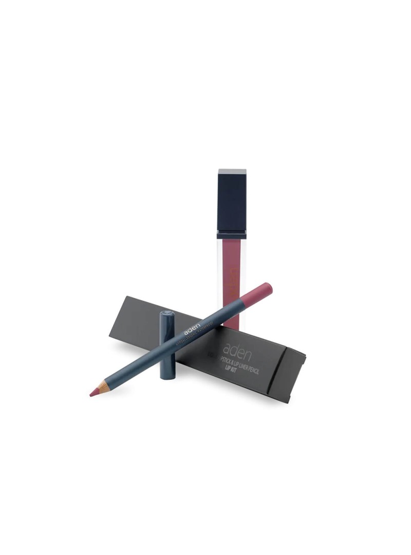 Aden Liquid Lipstick + Lipliner Pencil Set ( 05 Shell )