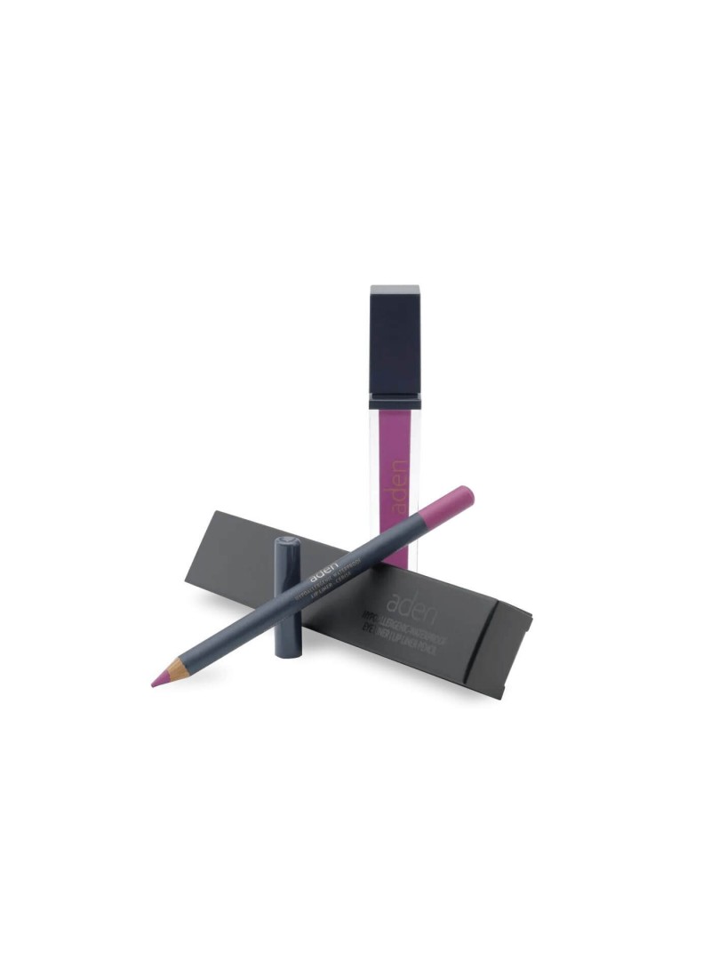 Aden Liquid Lipstick + Lipliner Pencil Set ( 10 Cerise )