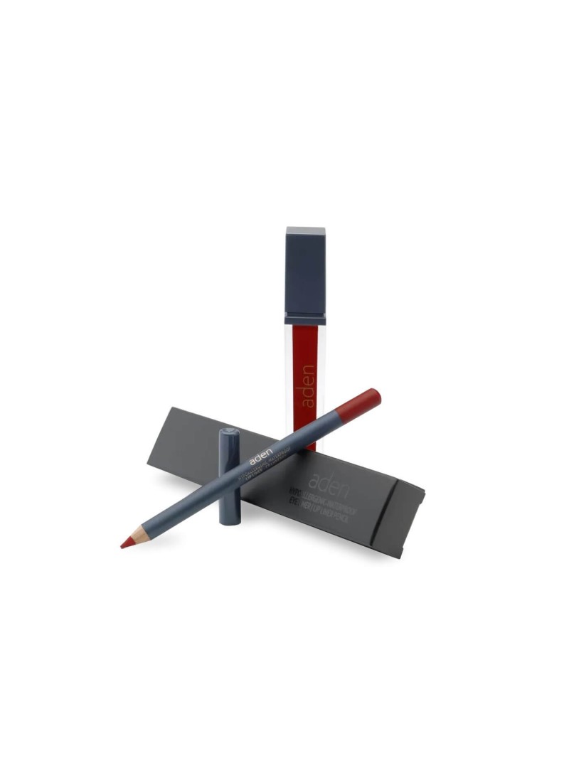 Aden Liquid Lipstick + Lipliner Pencil Set ( 14 Cranberry )