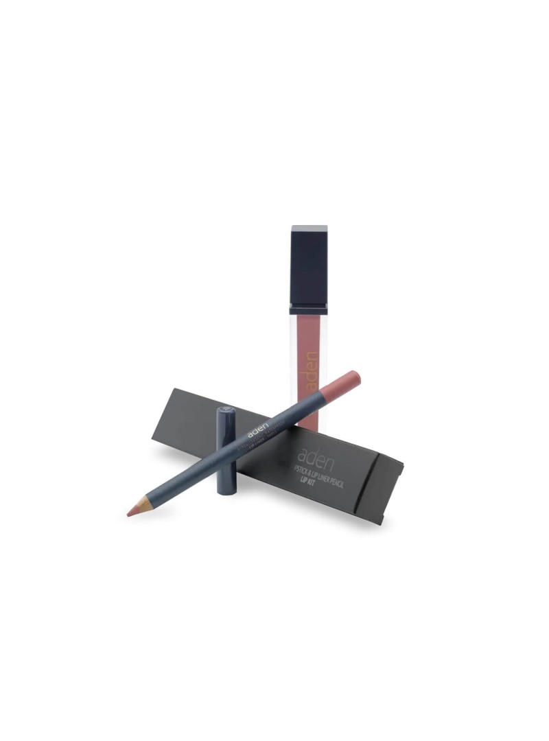 Aden Liquid Lipstick + Lipliner Pencil Set ( 25 Chinchilla )