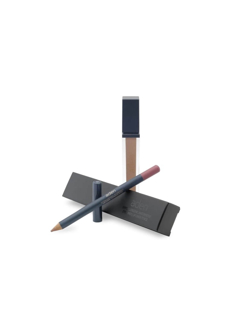 Aden Liquid Lipstick + Lipliner Pencil Set ( 17 Brink Pink )