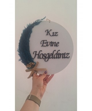 Ebruli Sanat Tasarım '' Kız Evine Hoşgeldiniz '' Kapı Süsü ( Yuvarlak )