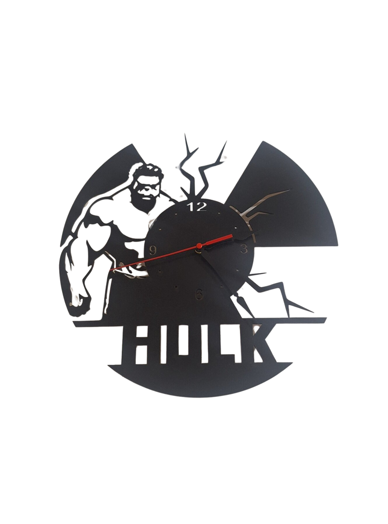 Ebruli Sanat Tasarım Hulk Temalı Ahşap Duvar Saati