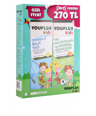 Outlet - Youplus Kids Omega 3 Balık Yağı + Kids VM 150+150 ml Set
